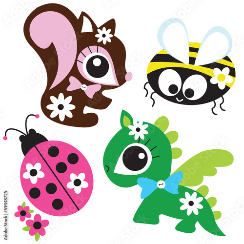 Cute animals vector illustration