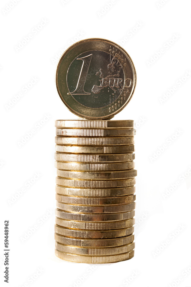 A stack of one Euro coins A stack of one Euro coins