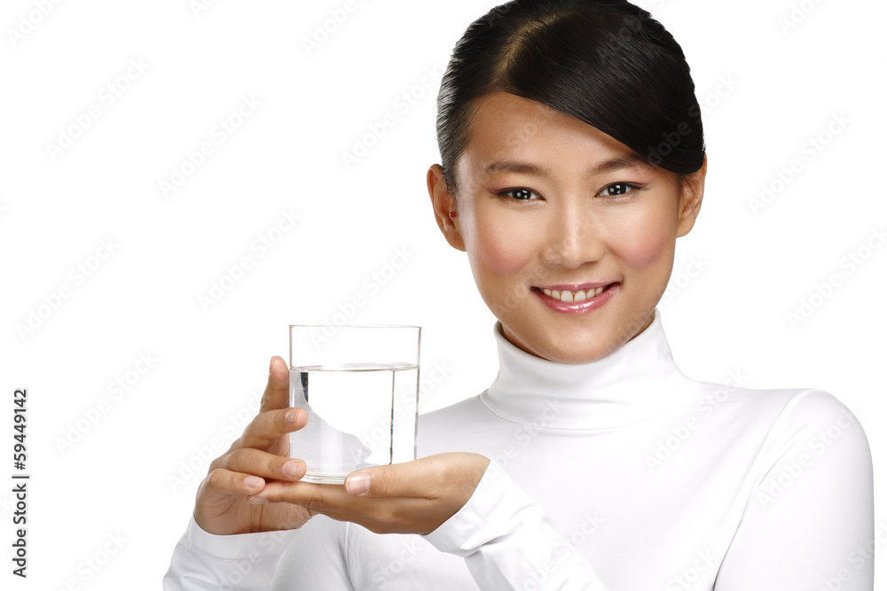 Young asian chinese woman enjoying a glass of water Young asian chinese woman enjoying a glass of water