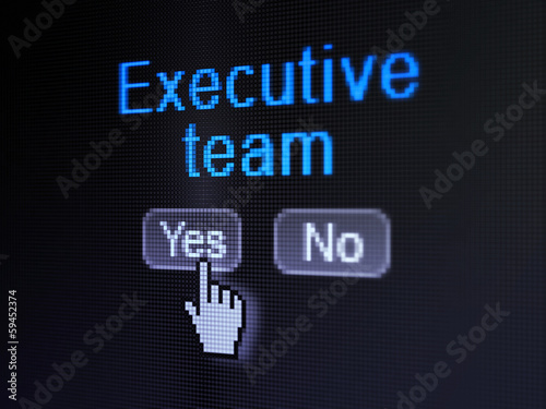 Finance concept: Executive Team on digital computer screen