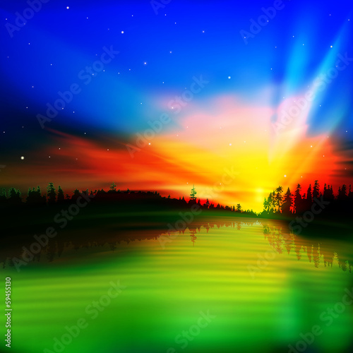 abstract nature background with sunrise