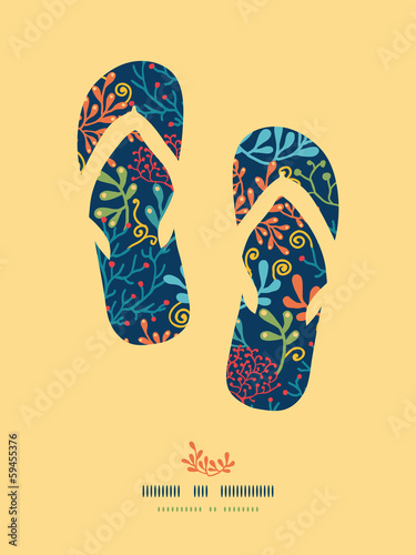 Vector dark plantsflip flops decor pattern background