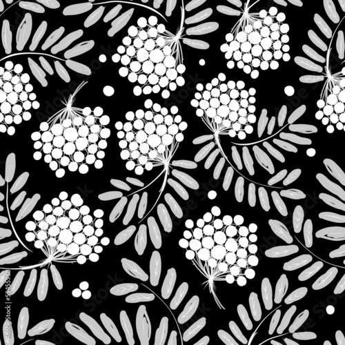 Rowan branch with berries, seamless pattern for your design