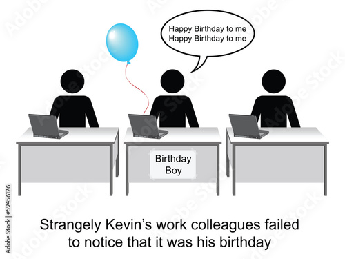 Kevin celebrated his birthday at work cartoon