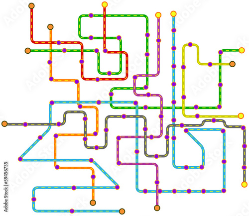 fictional public transport subway map, vector illustration