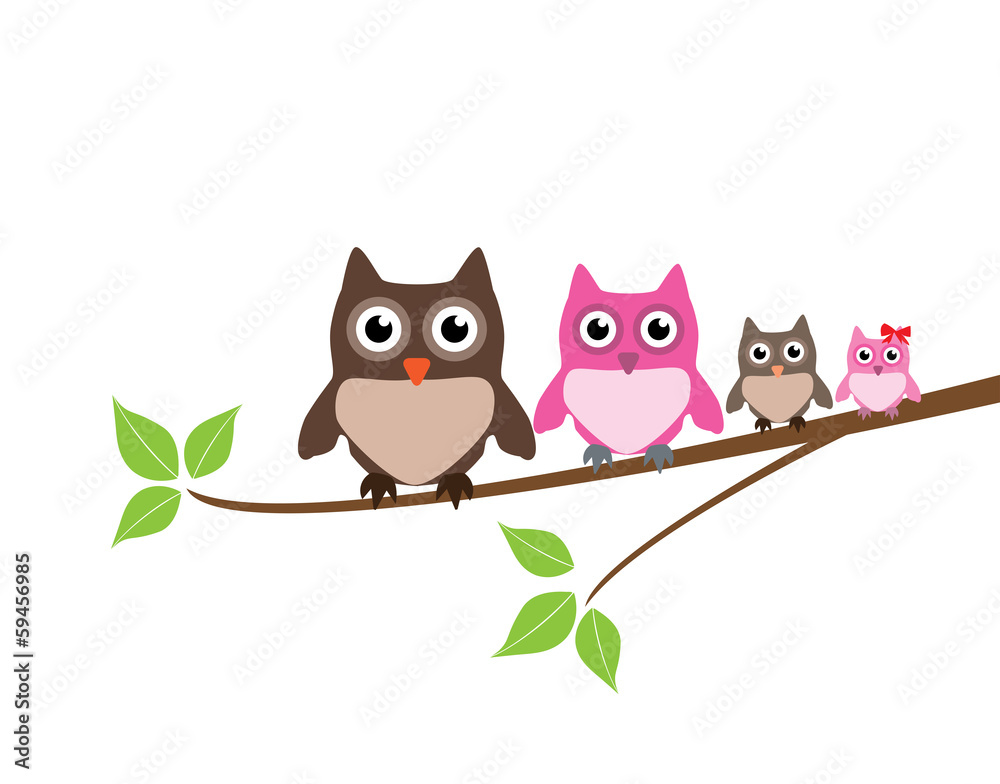 Fototapeta premium wektor ładny rodzina sowa