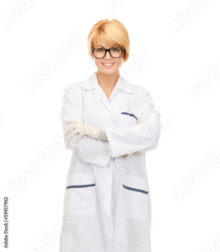 smiling female doctor in glasses