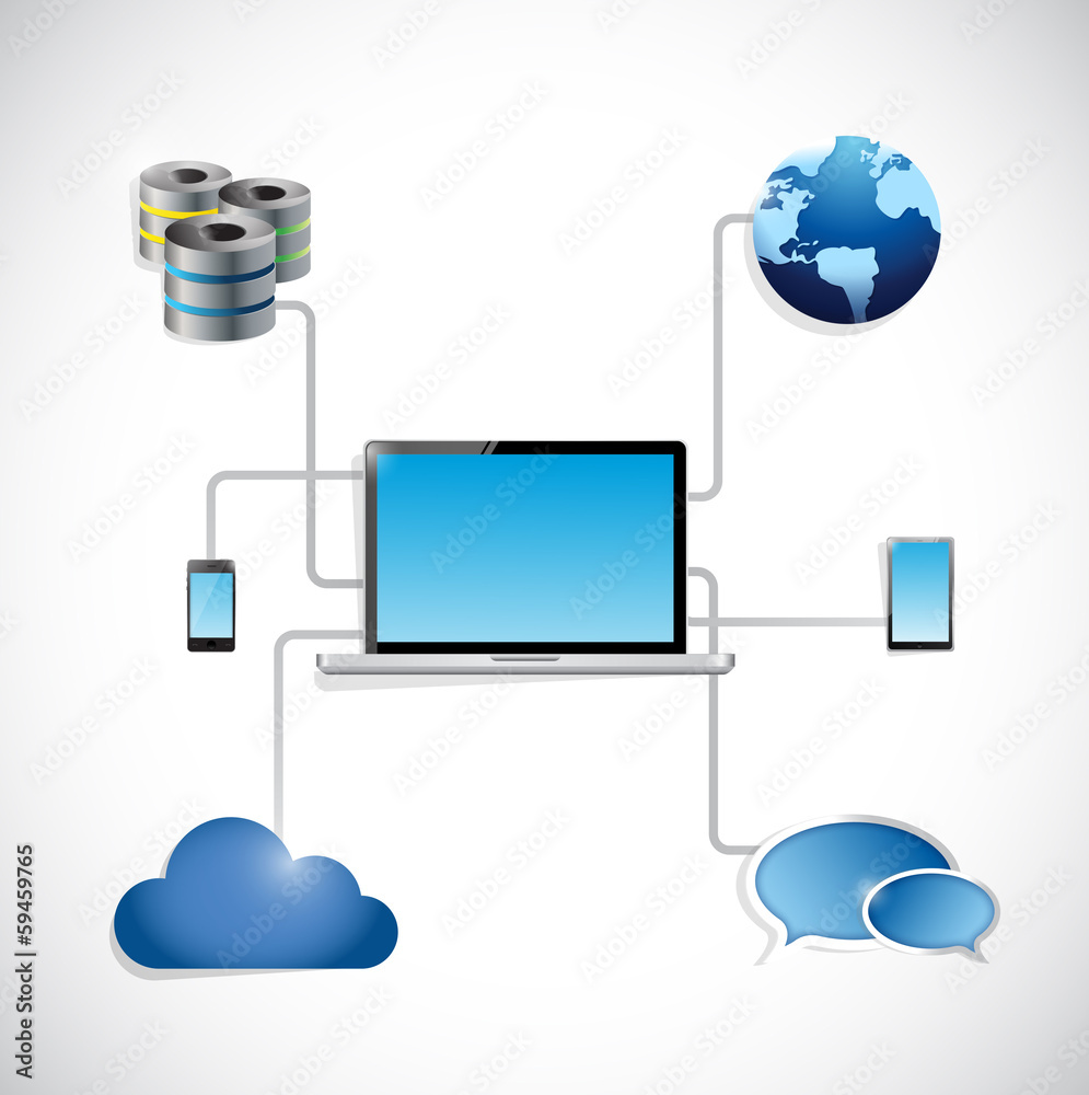 laptop technology network connection illustration