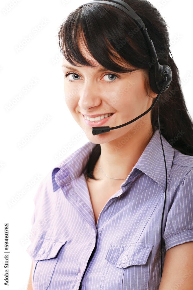 Beautiful business woman with headset. Call center Beautiful business woman with headset. Call center