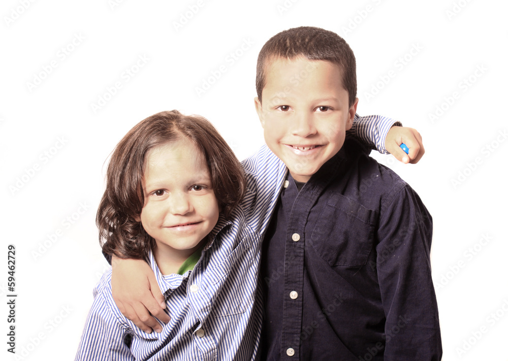 High key portrait of two brothers or friends High key portrait of two brothers or friends