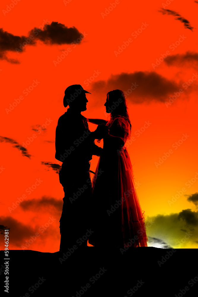 silhouette couple dance western