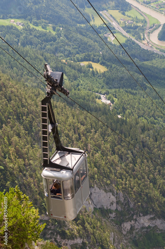 funicular. landscape with a cable car in Austrian Alps