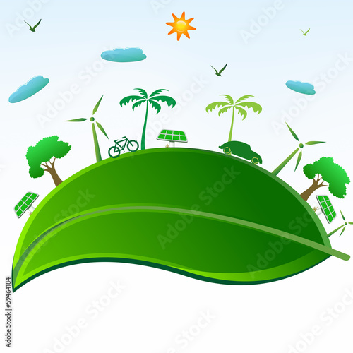 green city on the green leaves