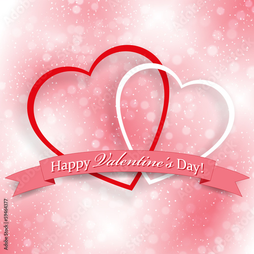 Background for Valentine's Day with two hearts