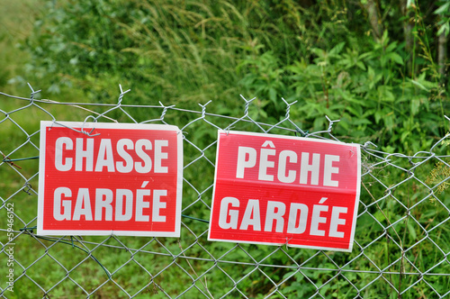 Normandie, no poachers sign in Perriers sur Andelle photo