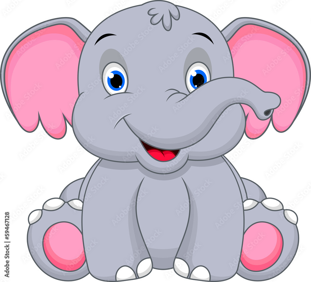 cute cartoon baby elephant Stock Vector | Adobe Stock