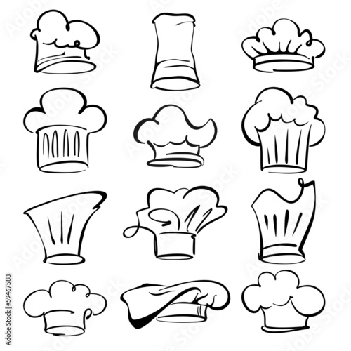 chef hats collection cartoon vector illustration