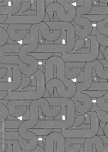 Mexico Olympic Games Style Black White Vector Seamless Pattern