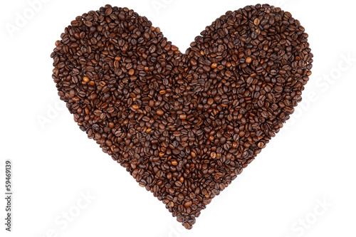 Heart made ​​from coffee beans.