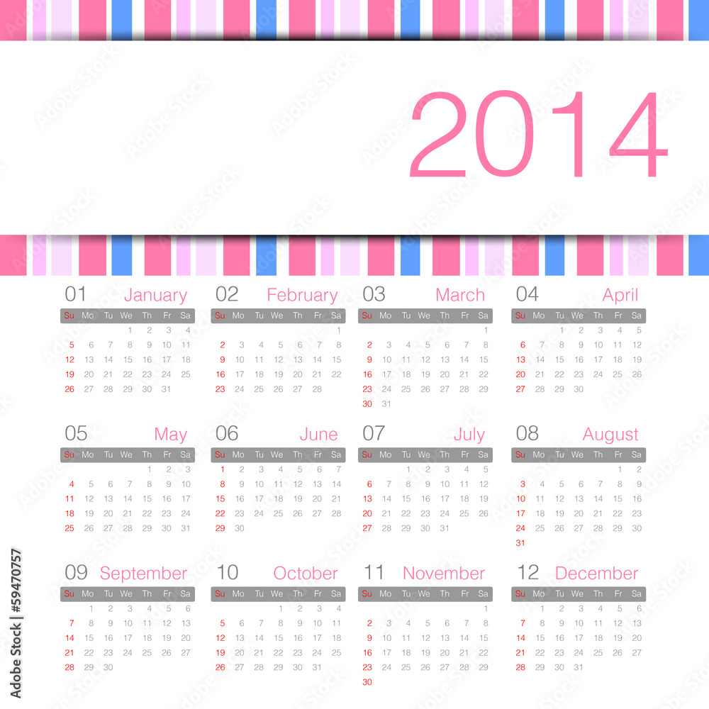 sweety minimal calendar 2014 year
