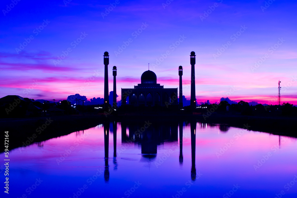 Central Mosque under sunset Songkhla,Thailand
