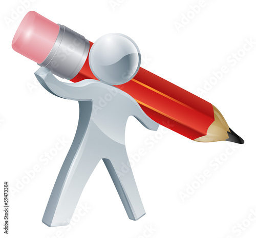 Person writing with giant p...