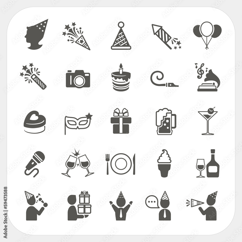 Celebration and Party icons set