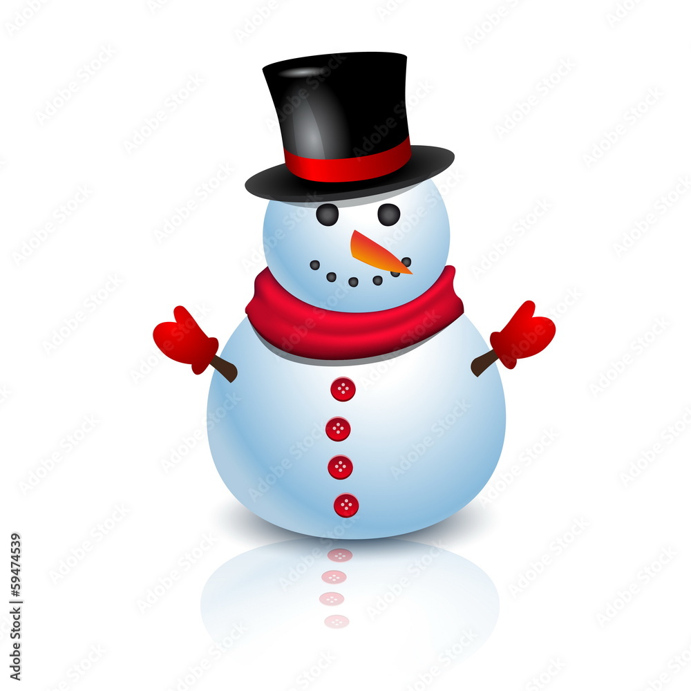 Christmas Greeting Card with snowman. Vector illustration