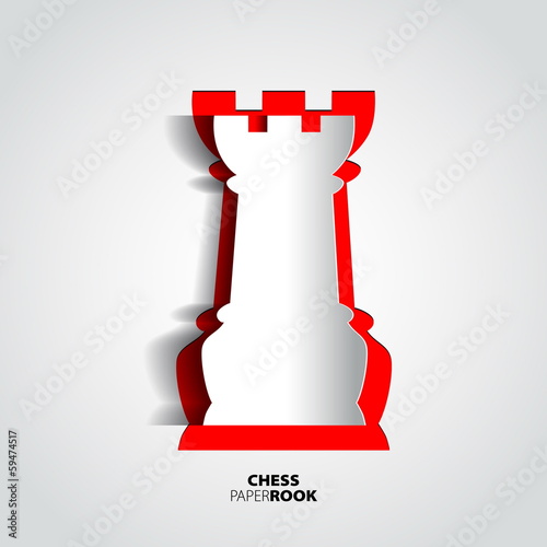 Rook chess piece from paper - vector illustration