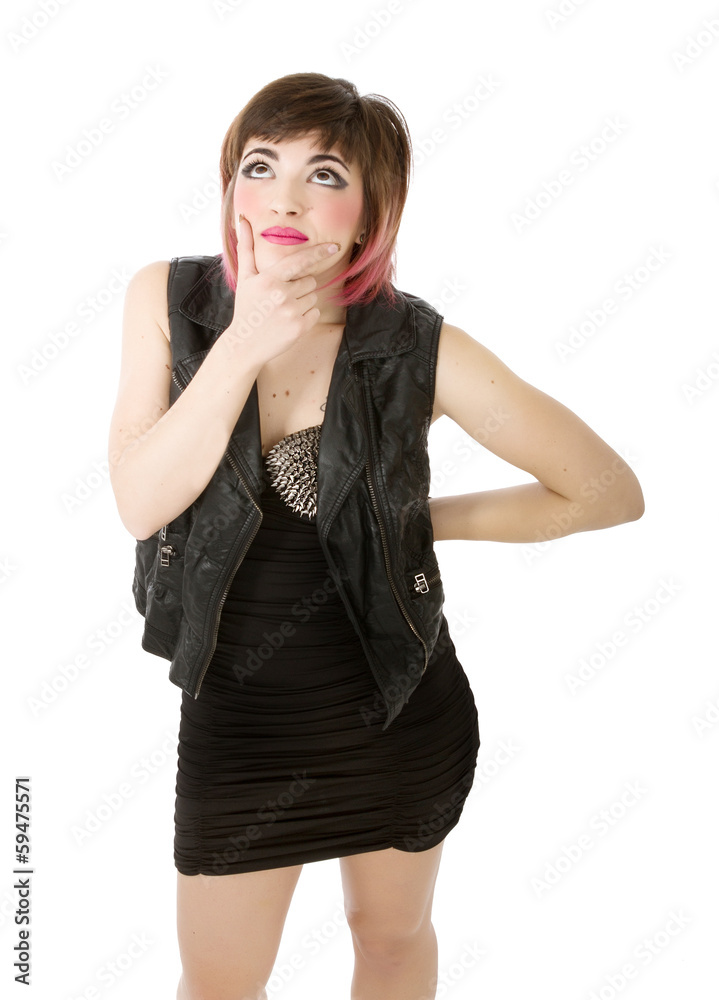woman punk thinking woman punk thinking