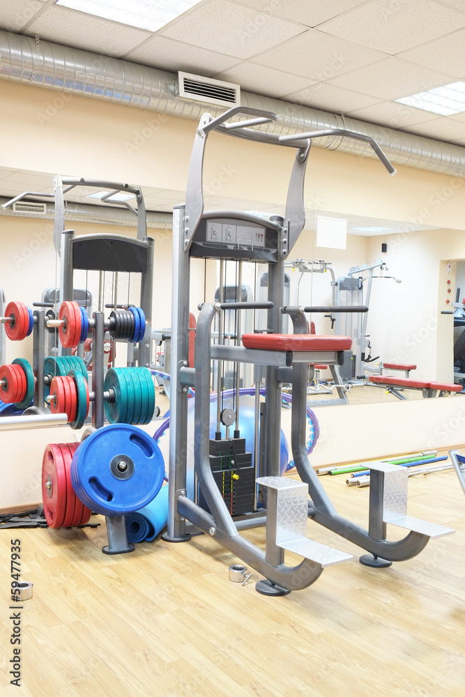 Obraz premium Gym apparatus in a gym hall