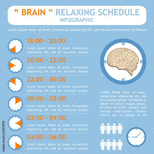 Brain relaxing schedule plan infographic