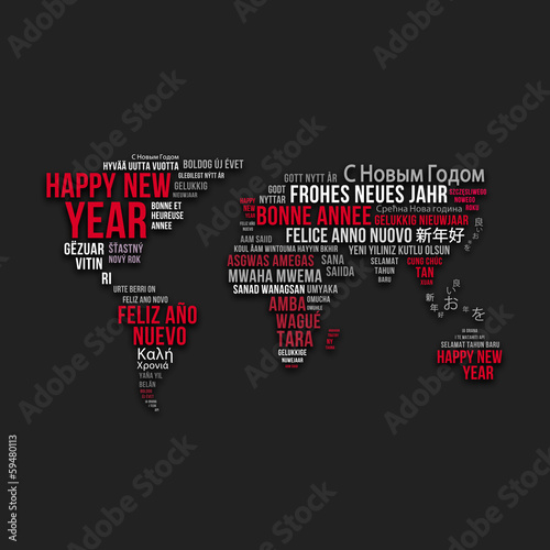 Happy New Year - World map