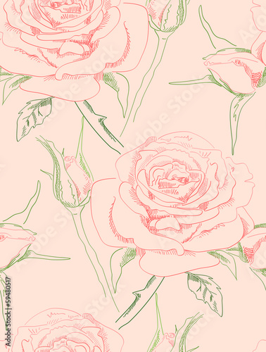 Vintage vector seamless background whith roses