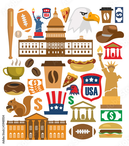vector america icons set