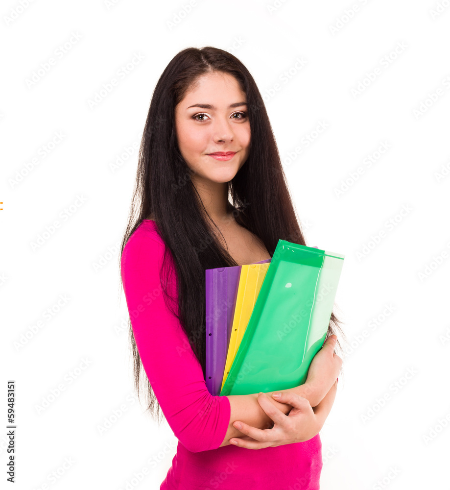 Happy smiling adult female student