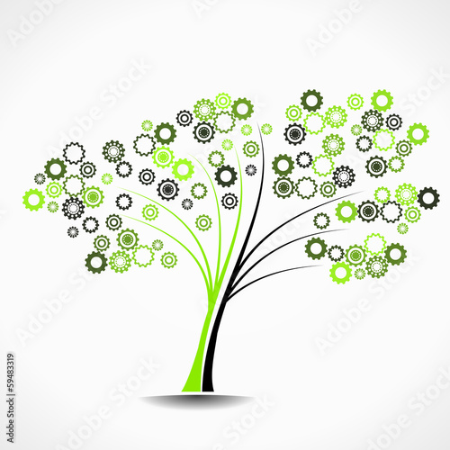 Cogwheel tree abstract vector illustration background