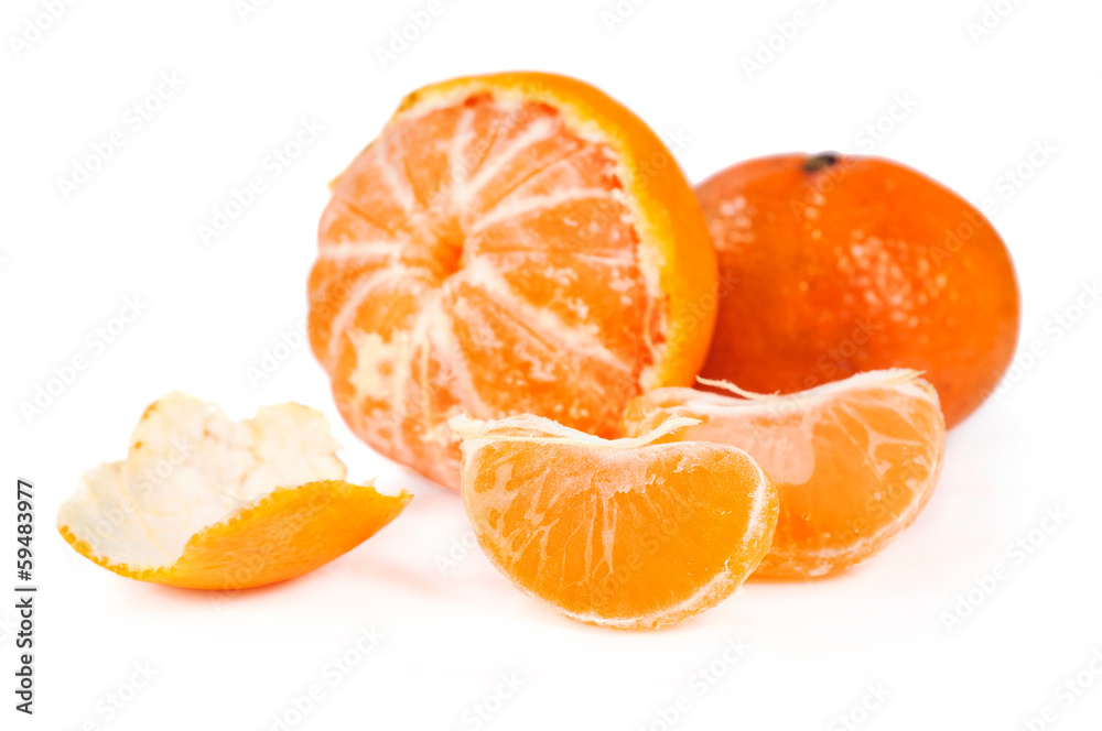 ripe tangerine with slices closeup ripe tangerine with slices closeup