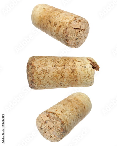 set old wine corks isolated on white