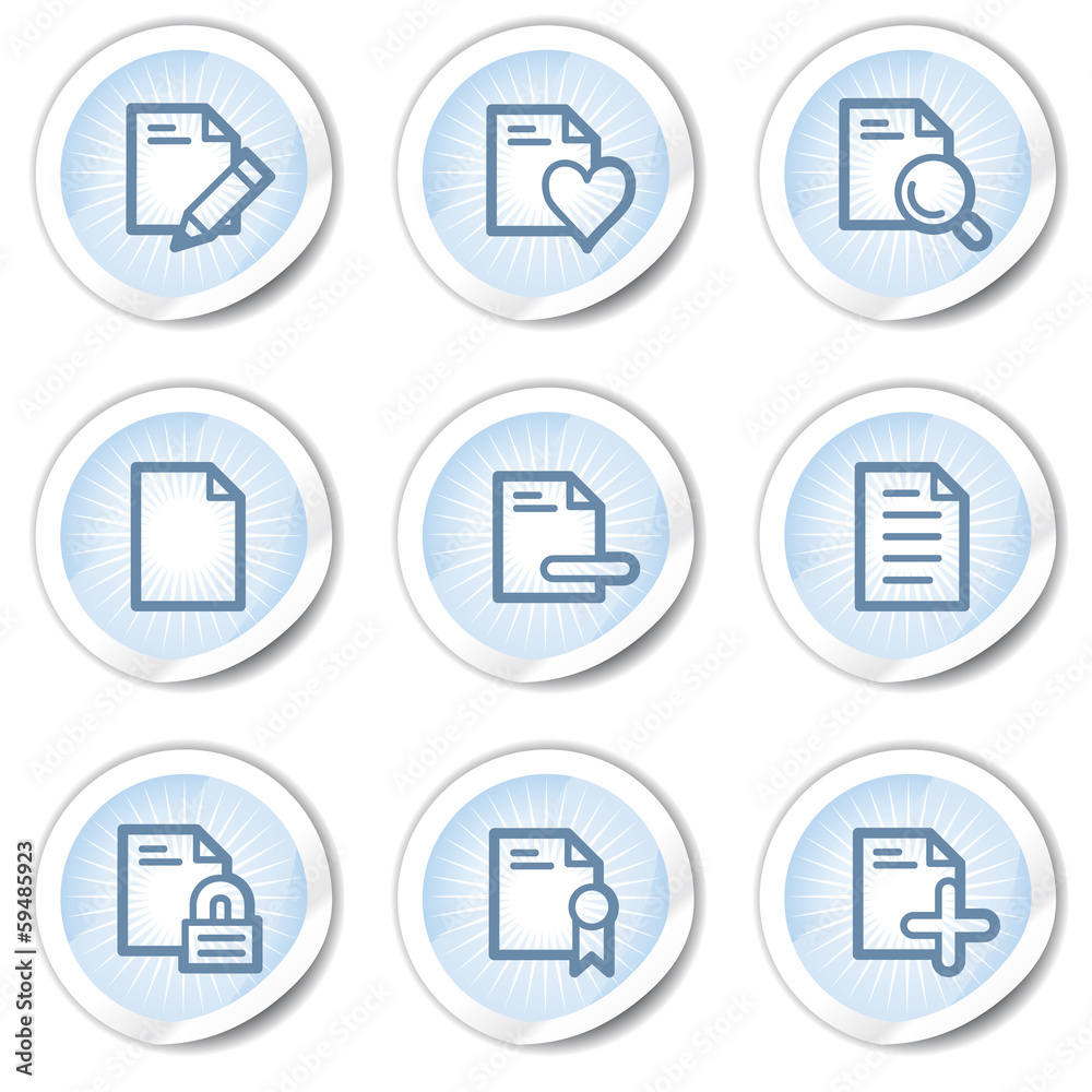 Document web icons set 2 , light blue stickers Document web icons set 2 , light blue stickers