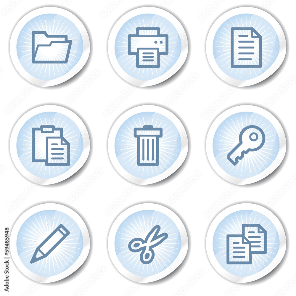Document web icons set 1 , light blue stickers Document web icons set 1 , light blue stickers