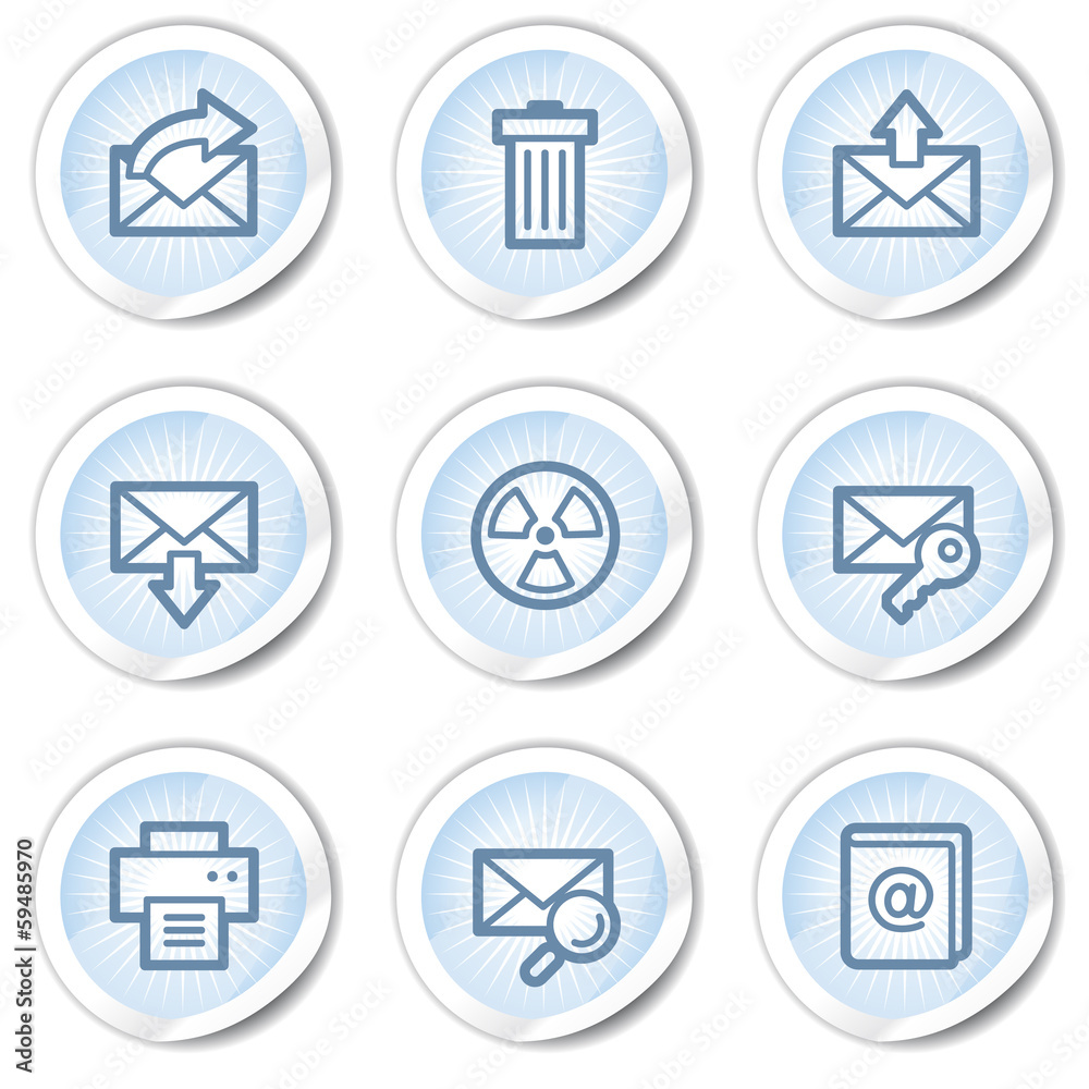 E-mail web icons set 2, light blue stickers E-mail web icons set 2, light blue stickers