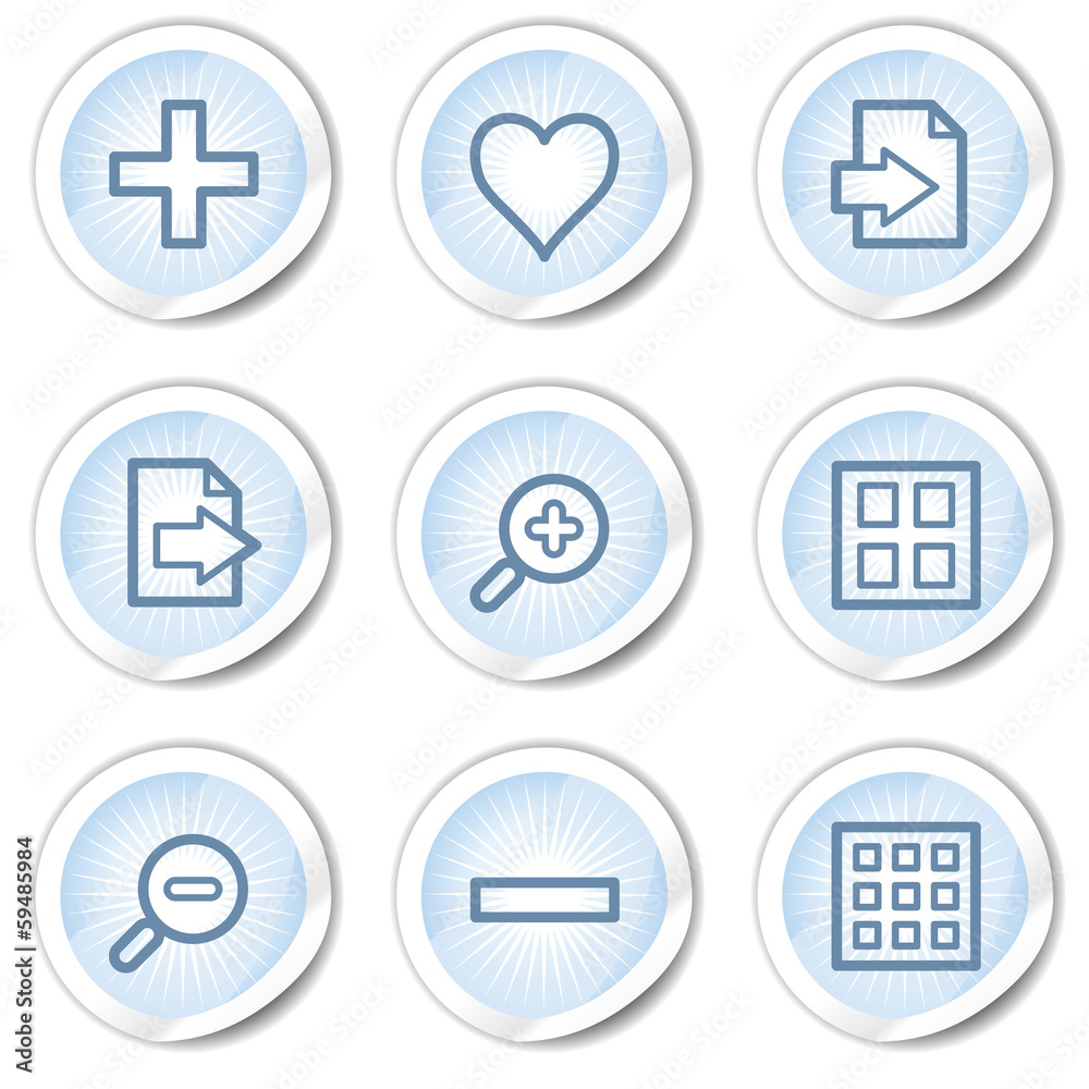 Image viewer web icons set 1, light blue stickers