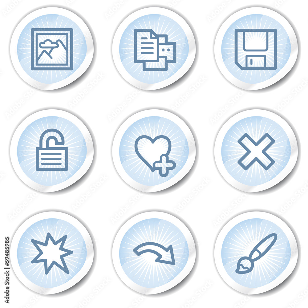 Image viewer web icons set 2, light blue stickers Image viewer web icons set 2, light blue stickers