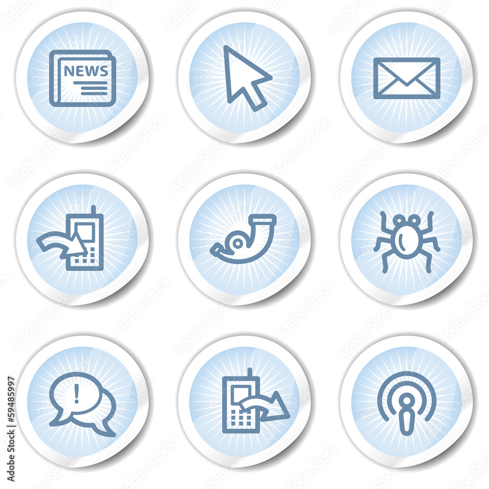 Internet web icons set 2, light blue stickers Internet web icons set 2, light blue stickers