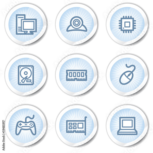 Computer web icons, light blue stickers