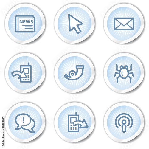 Internet web icons set 2, light blue stickers
