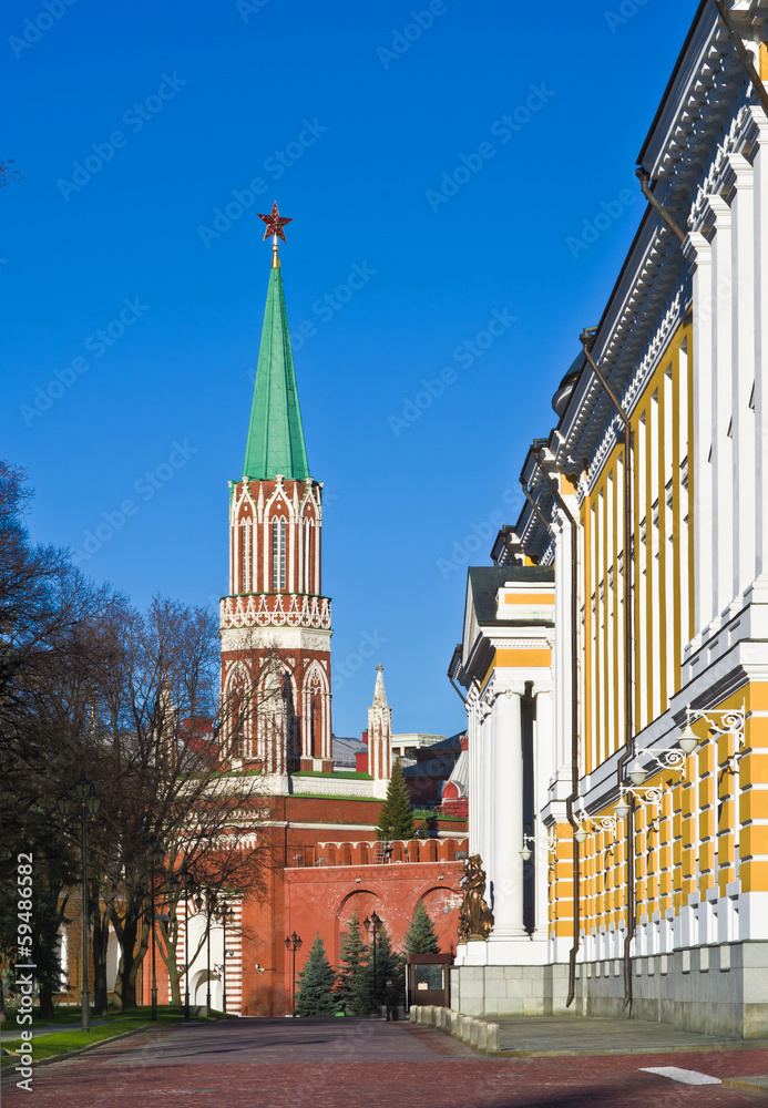 Fototapeta premium St. Nicholas (Nikolskaya) Tower in Mosсow Kremlin