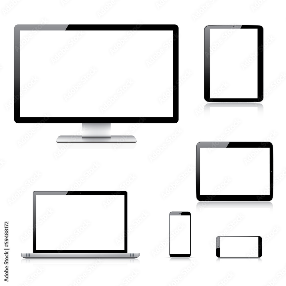 Realistic computer, laptop, tablet and smartphone vectors Realistic computer, laptop, tablet and smartphone vectors