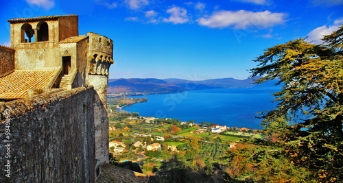 view of lake from Castle Odescalchi di Bracciano, Italy